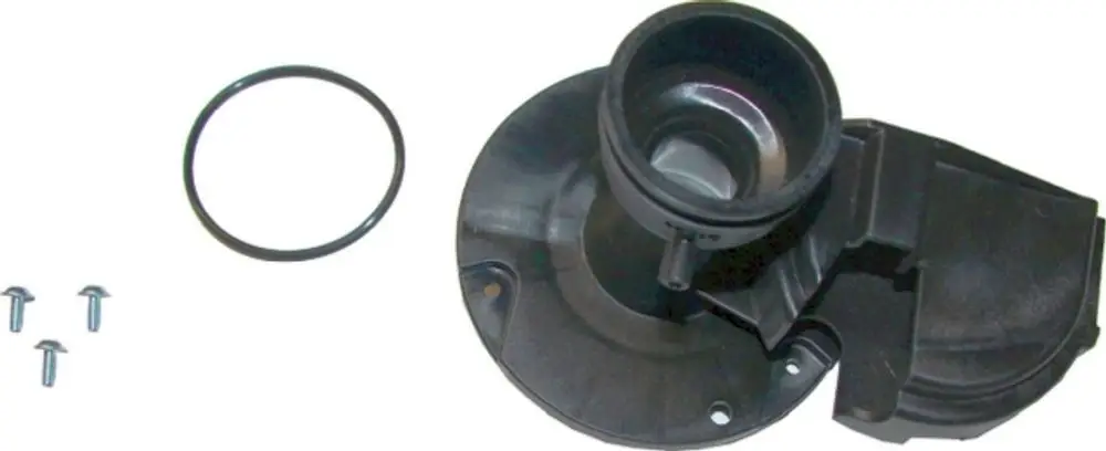 Set aus Venturi-Teilen für Wolf-Geräte, bestehend aus einer Kunststoff-Halterung, einem O-Ring und Schrauben.